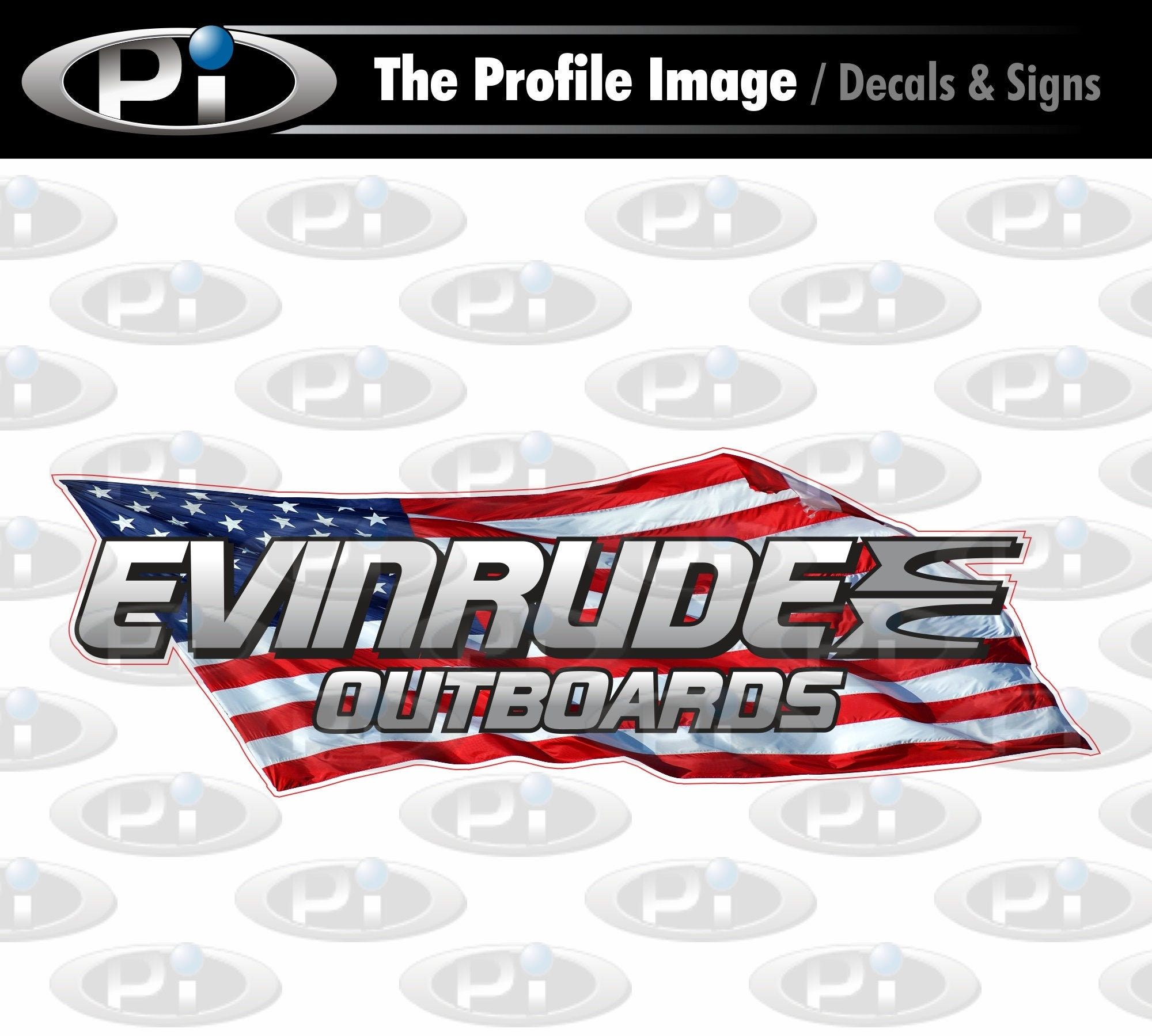 Evinrude Outboard Boat Vinyl Decal Sticker Set - 2 decals - American