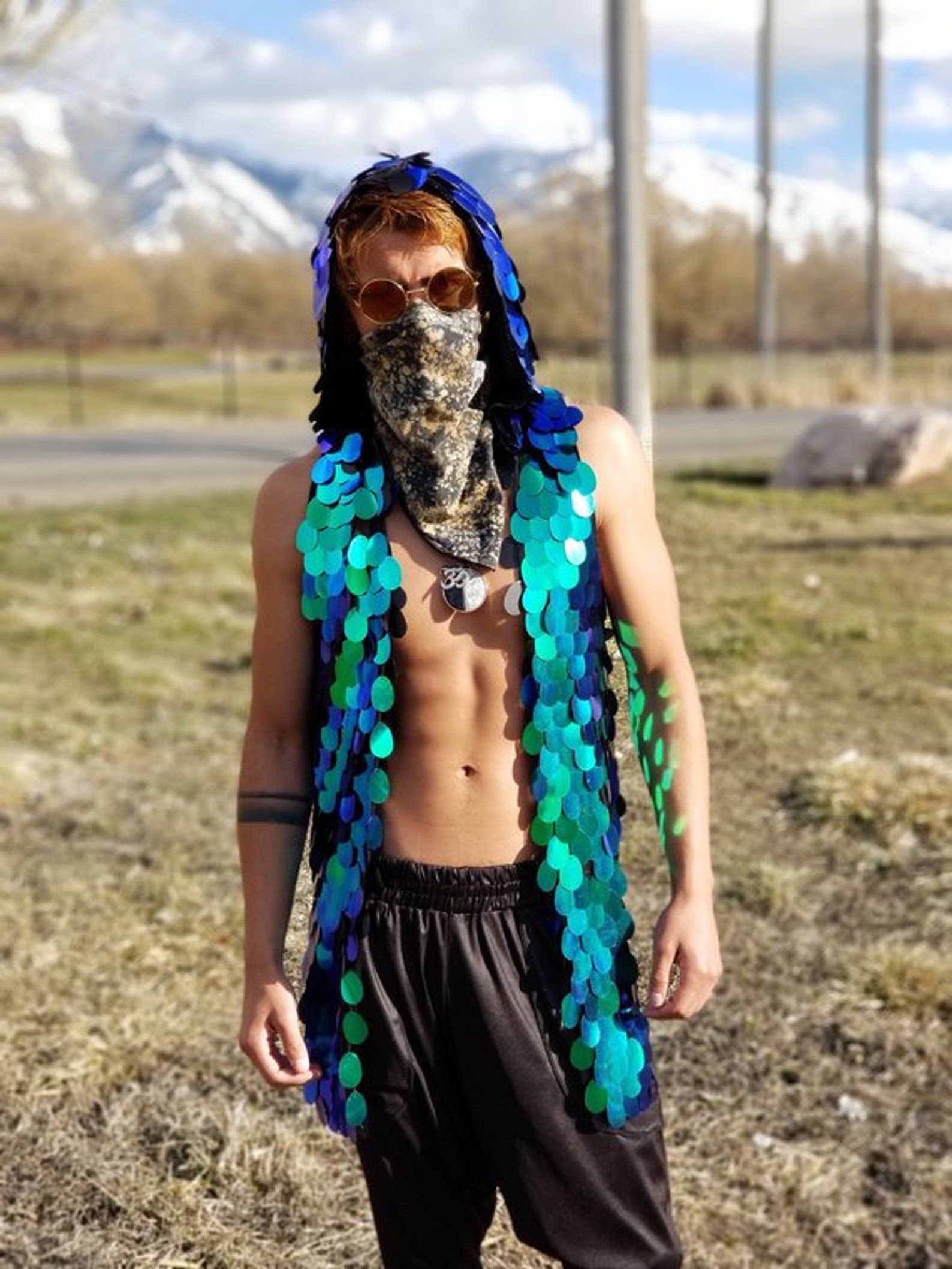 Men's Rave Vest Men's Sequin Vest Festival Hoodie Etsy Festival