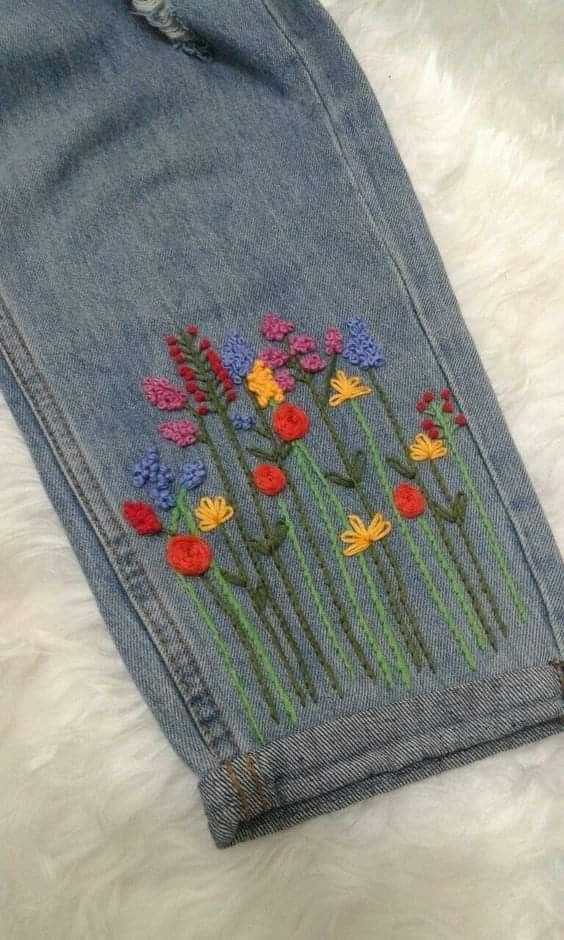 Clothes Embroidery Diy, Denim Embroidery, Embroidery Stitches Tutorial ...