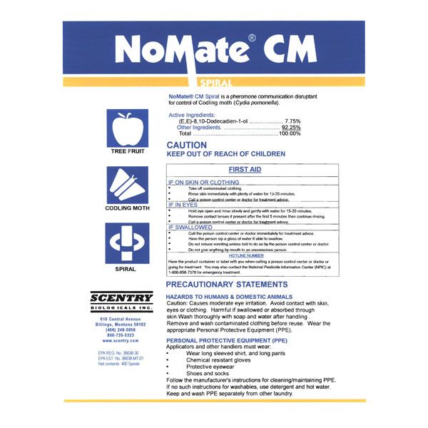 OMRI Listed. Easy-to-use mating disruptor for codling moths – great for your fruit trees! | Scentry Biologicals | Nomate Cm Spirals - 400 Ct. | Pest Control Solution Codling Moth, Pheromones, Spirals, Fruit Trees, Pest Control, Pests, Easy, Products, Bed Bugs Treatment
