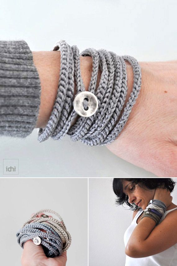 Artikel ähnlich wie Wickelarmband und Halskette in einem Stück. Silberfarbe. E...