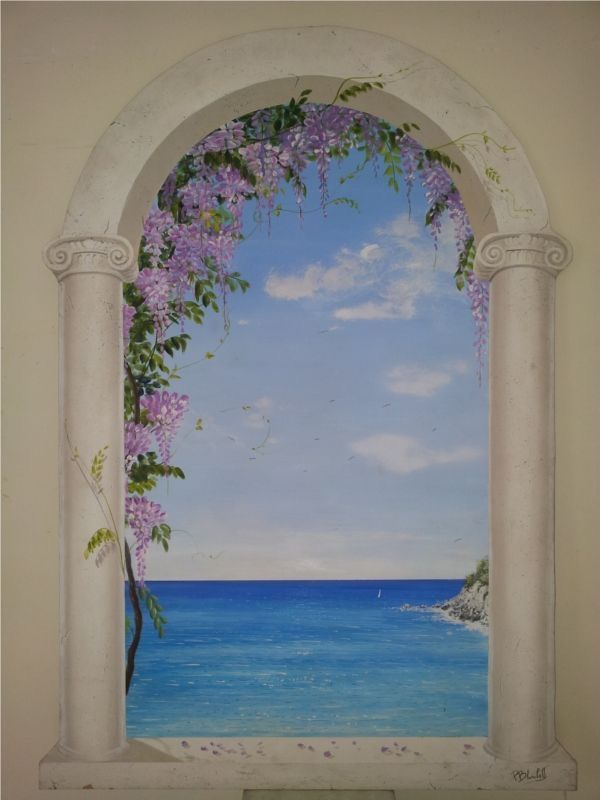 pin by yaki genao on vẽ tranh tường phong cảnh lh 0339339827 window mural mural wall art window painting