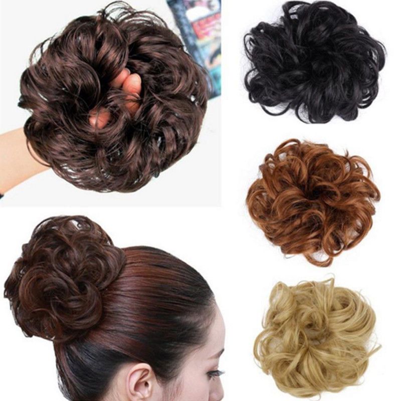 Women Curly Hair Bun Clip Comb In Hair Extension Chignon Hairpiece Wig New