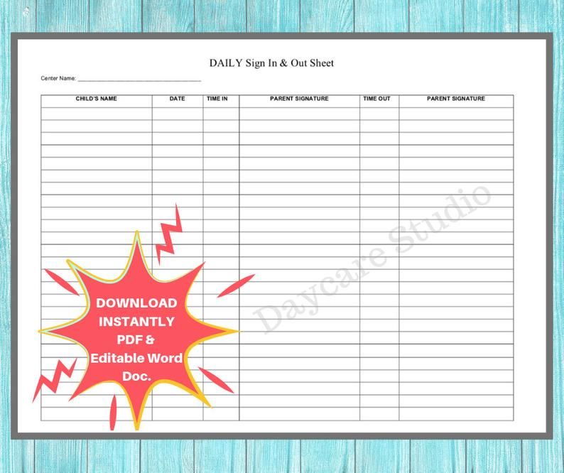 SIGN IN/OUT Log Daycare Printable Daily and Weekly Sign In Etsy in SIGN IN/OUT Log Daycare Printable Daily and Weekly Sign In Etsy in