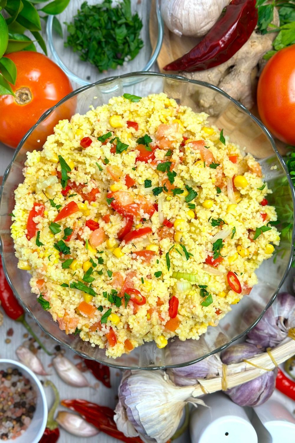 Salad with couscous is a very attractive in terms of taste and visual idea for preparing a great dish. A wonderful composition of couscous, selected vegetables and expressive spices will appeal to everyone. Try our recipe! #dinner #supper #salad #couscous #groat #vegetable #cooking #eating #delicious #natural_foods #cuisine #dish #dishoftheday #obiad #kolacja #sałatka #kuskus #kasza #szybkiedanie #warzywa #jedzenie #gotowanie #smacznie #kuchnia #czystamicha #wiemcojem #zdrowo #pyszne #przepis