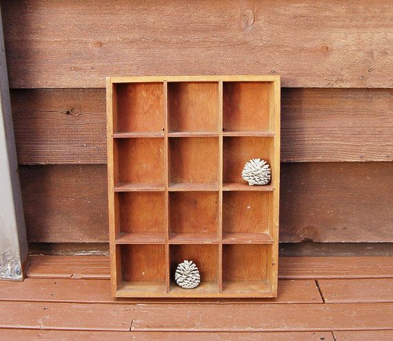 Rustic Divided Box Vintage Wood Collectors Shadowbox This Is A Nice Divided Wooden Box With Evenly Ed Dividers Creating Unique Shadow
