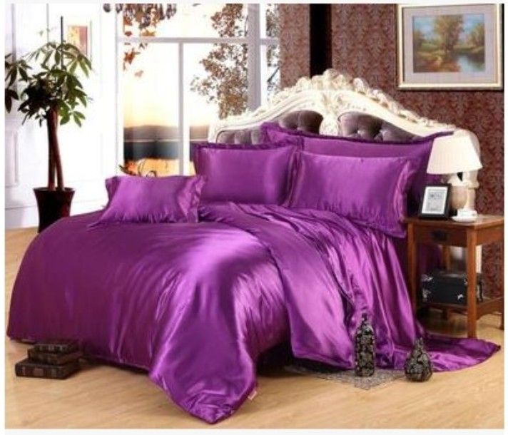 deep purple silk satin bedding set california king size queen full california king sheet sets on sale