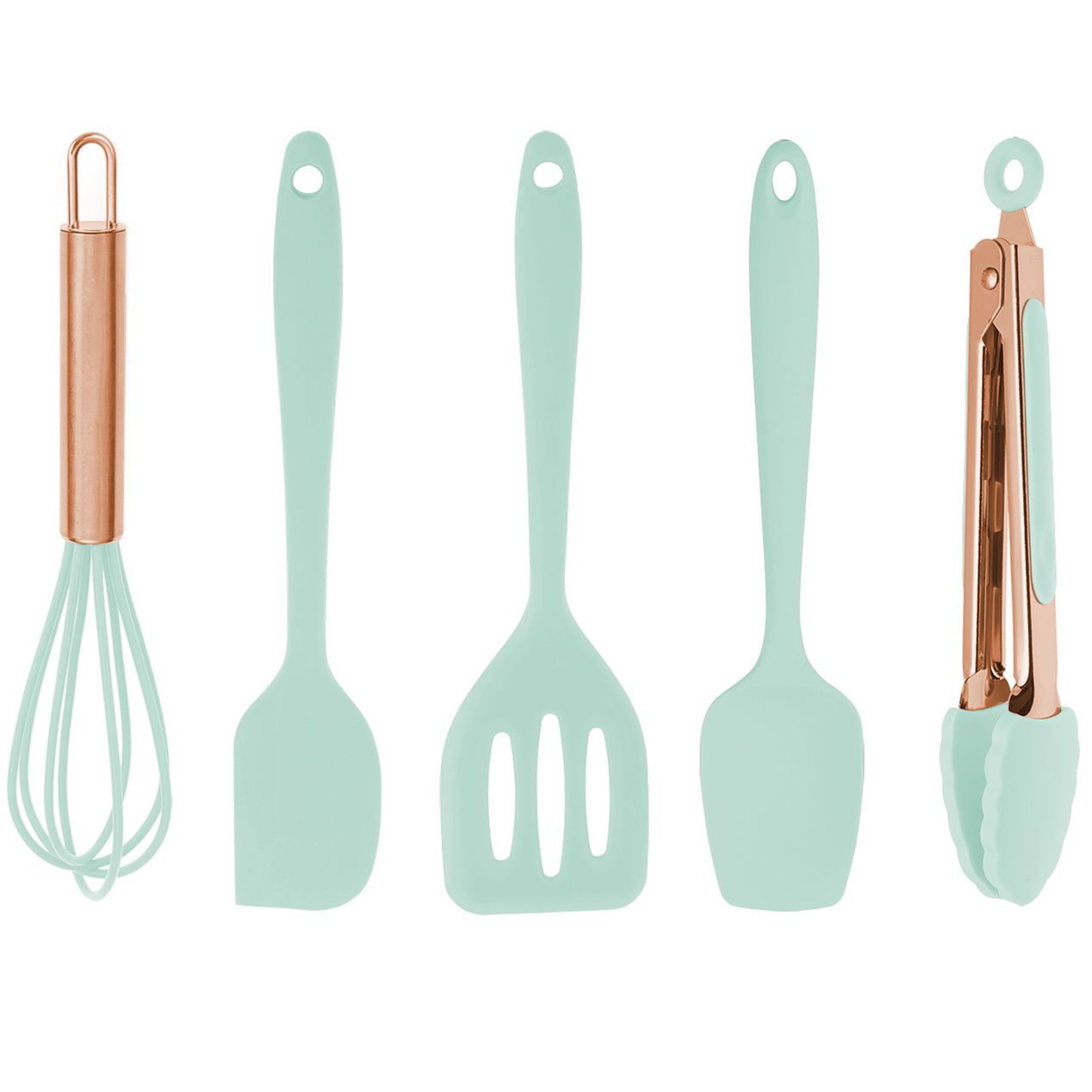 5 Pc Mint Silicone Mini Kitchen Utensil Set Mint Silicone Mini Kitchen Utensil Set