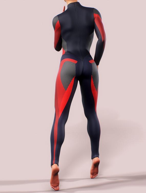 Sports Bodysuit One Piece Sculpting Playsuit Shaping Women Catsuit Sexy Activewear Gym Jumpsuit Yoga Sleeves Workout Sportswear Leggings Red