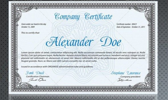 certificate template psd free