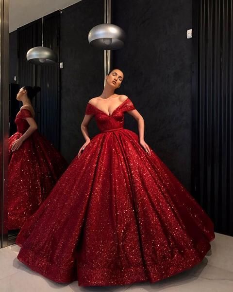 red sequin evening dress