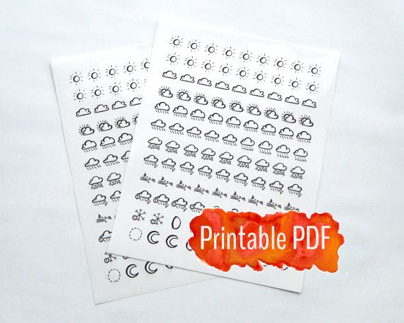Bullet Magazine Printable PDF - Hand Drawn Climate Symbols picture about Bullet Journal Symbols Printable known as Bullet Magazine Printable PDF - Hand Drawn Weather conditions Symbols