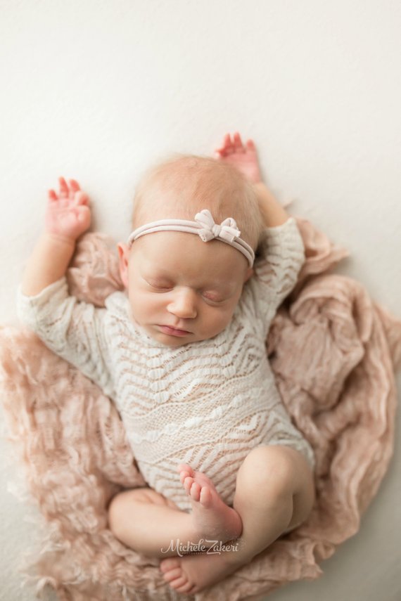Baby Girl Pink Bunny Hat with Ears and Bows Preemie Newborn and Toddlers