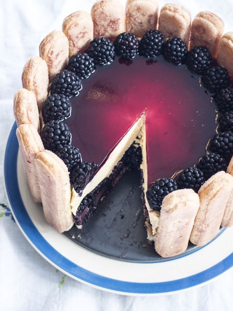 Blackberry and cinnamon Charlotte Russe by Sally Abé Summer Desserts, Just Desserts, Delicious Desserts, British Bake Off, British Baking, Charlotte Cake, Charlotte Russe Dessert, Cupcake Cakes, Cupcakes