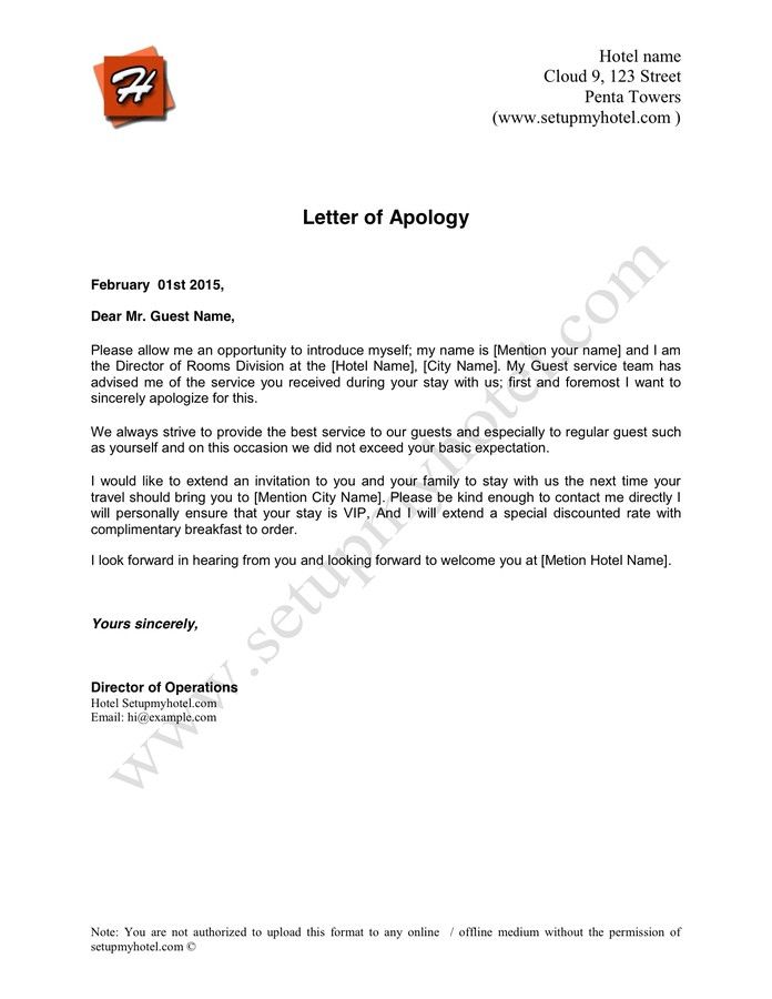 sample of a business apology letter hotel apology letter apology letter from hotel to guest