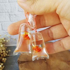 Gold Fish Earrings, Fish in Bag Earrings, Clay Gol Gold Fish Earrings, Fish in Bag Earrings, Clay Gol