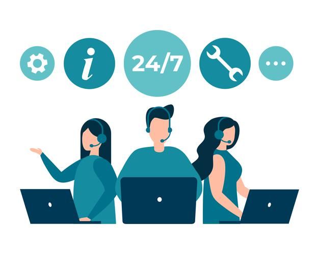 Customer service hotline operators advise customers 24 7 global online technical support center