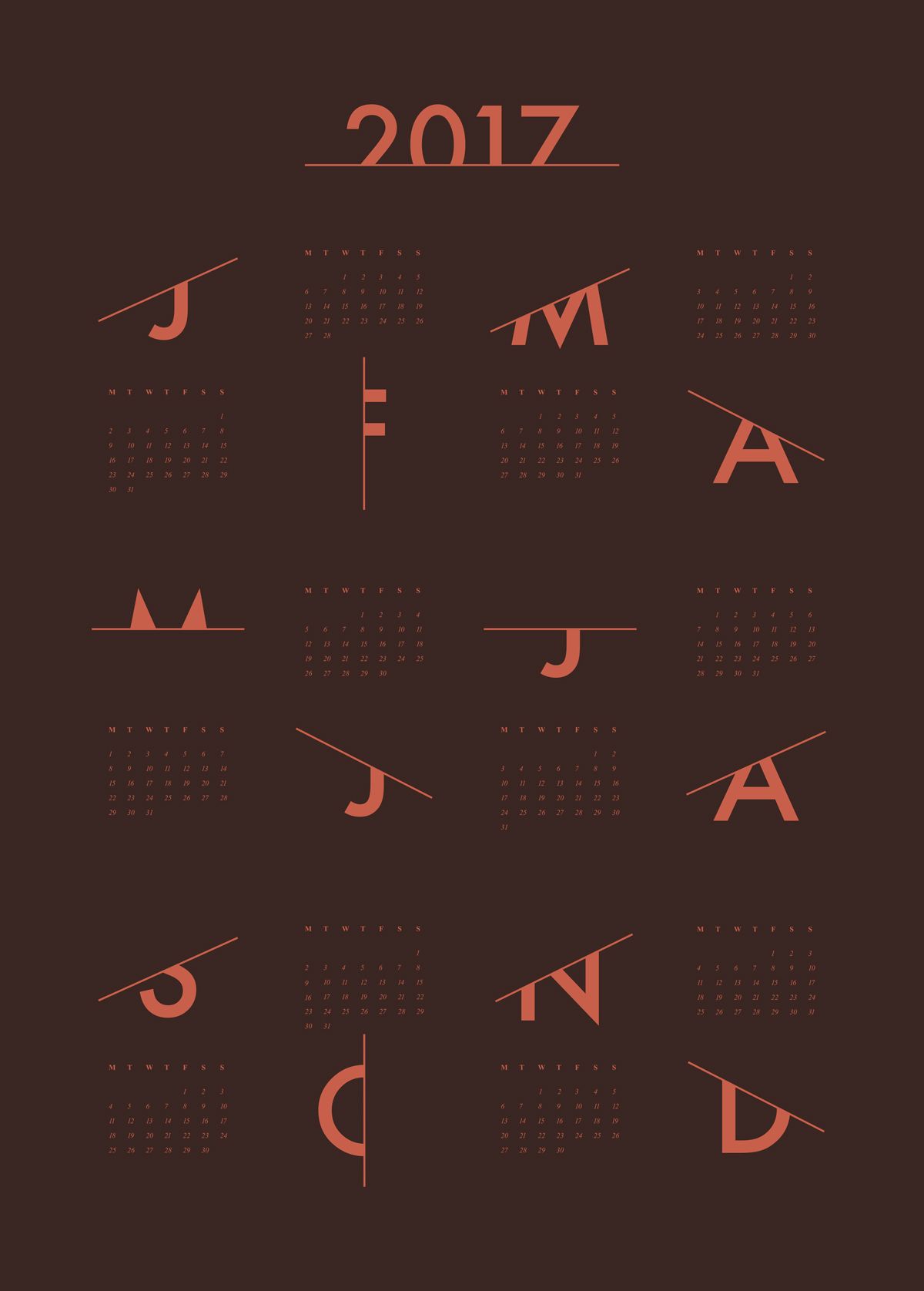 Calendar 2017 Terracotta