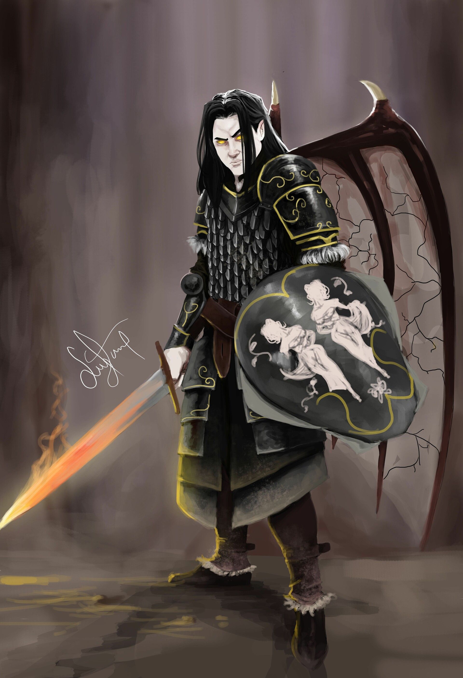 ArtStation - Fallen Aasimar, SAM Art | Aasimar, Art, Character art