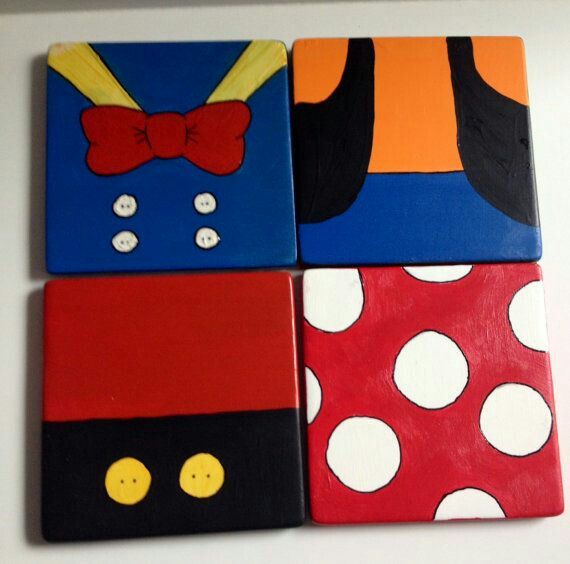 Hand Painted Disney Inspired Ceramic Coasters Mickey Minnie Goofy And Donald Duck For My Room Hand Painted Disney Inspired Ceramic Coasters Mickey Minnie Goofy And Donald Duck For My Room