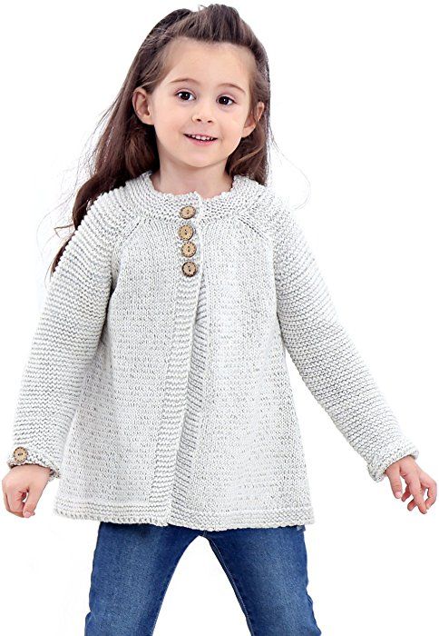 Amazon.com: Saifeier PJ Little Girls Crewneck Cardigans Solid Bow Knit Sweaters Button Long Sleeves Coats Outwear(7T): Clothing