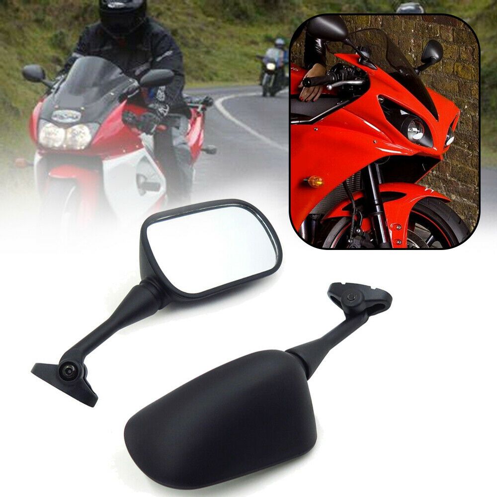 KaTur Motorcycle CNC Aluminum/ Blue Rearview Side Mirrors 8MM 10MM Clockwise Threaded Bolts Motorbike Bluish Hawk-Eye Mirrors for Kawasaki Suzuki Honda Victory Chopper