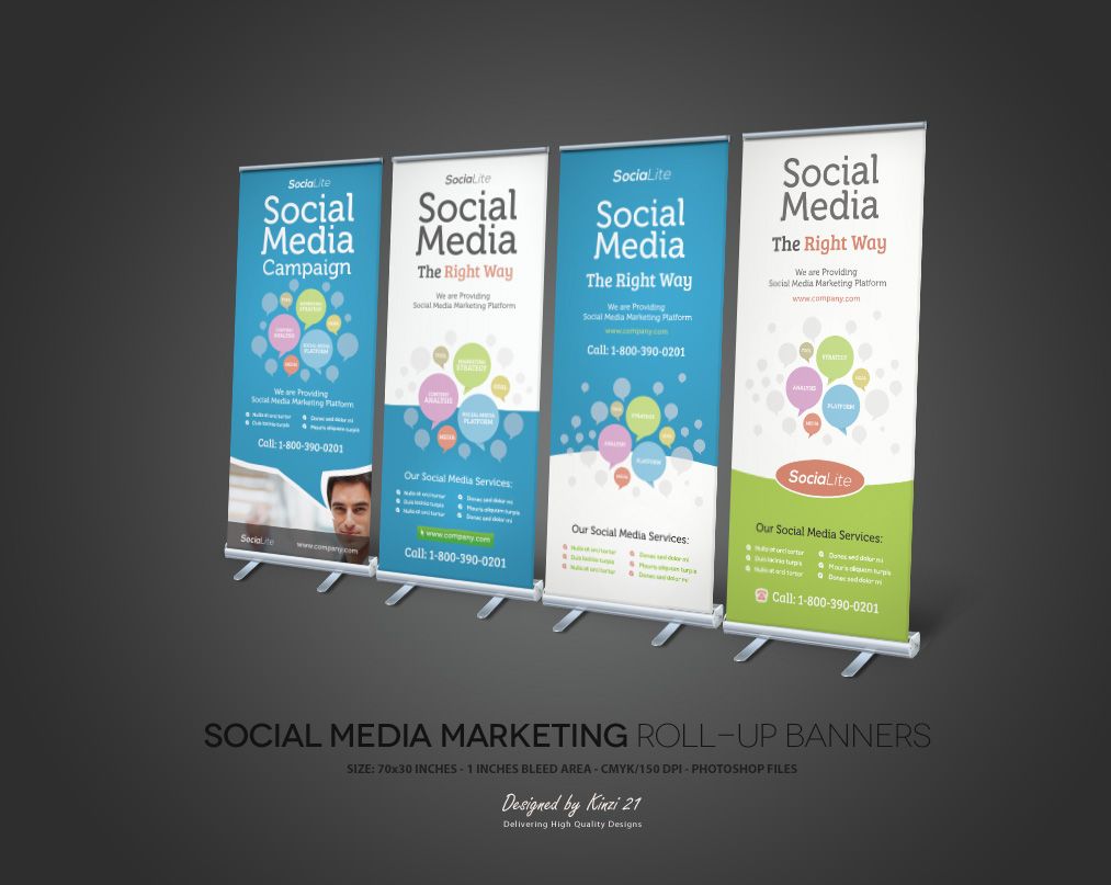 Social Media Marketing Roll Up Banners By Kinzi Deviantart Com On Deviantart Roll Up Design Social Media Brand Guidelines Template