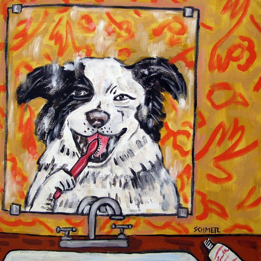 modern folk Maltese dog dog art GLOSSY PRINT poster gift 4x6 WINE art