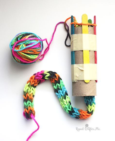 Cardboard Roll Snake Knitting #weaving