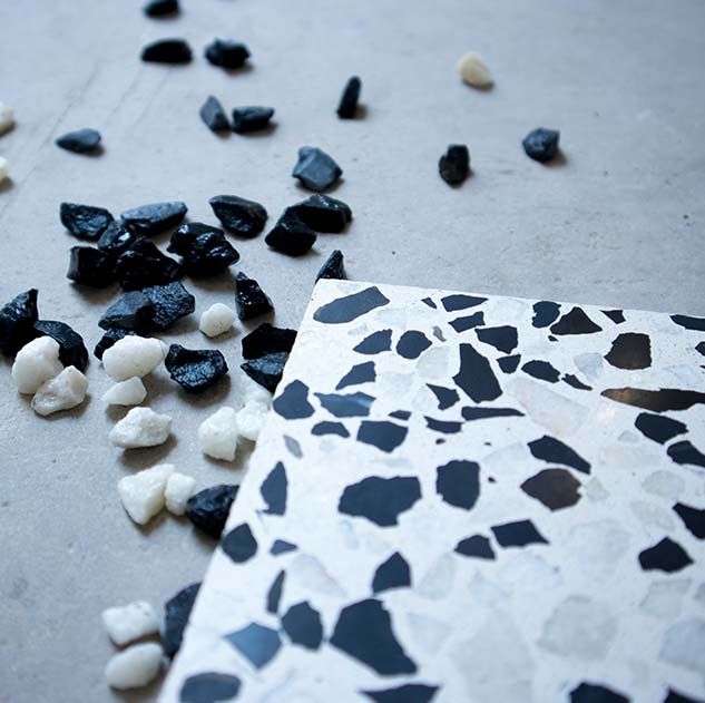 Black and white terrazzo tile for wall and floor