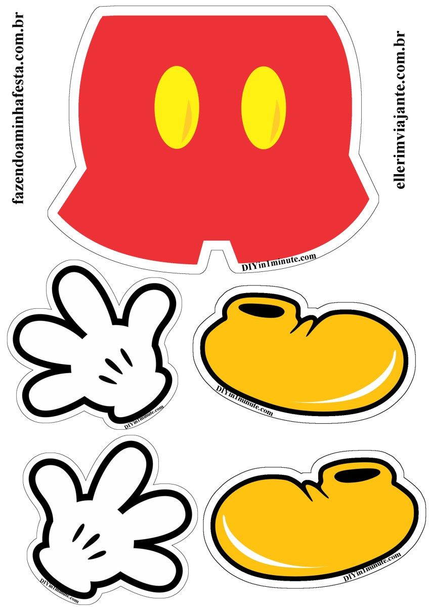 Moldes Shorts, Luvas e Sapatos do Mickey! - Fazendo a Minha Festa | Bebê mickey, Molde mickey, Mickey e minnie mouse
