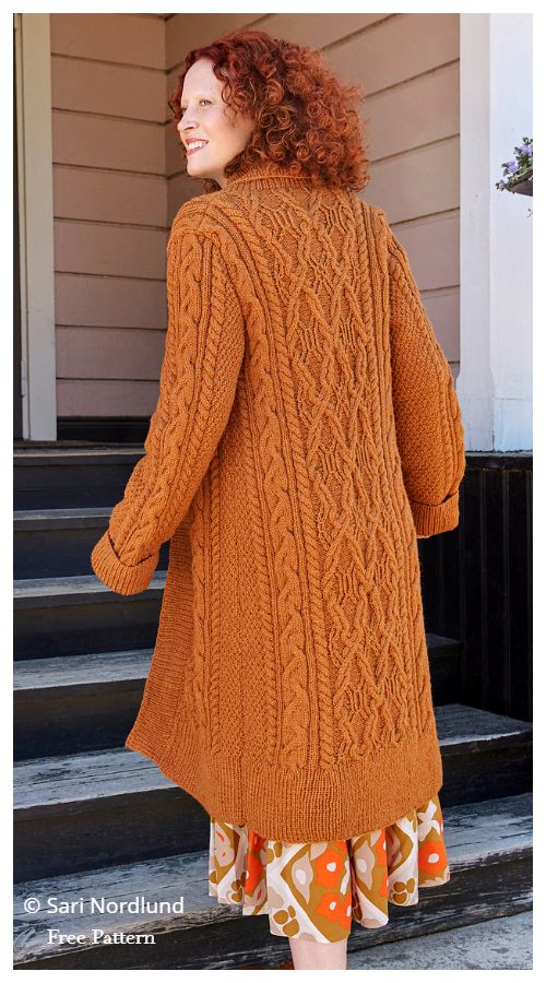 Women Cable Sweater Cardigan Free Knitting Patterns
