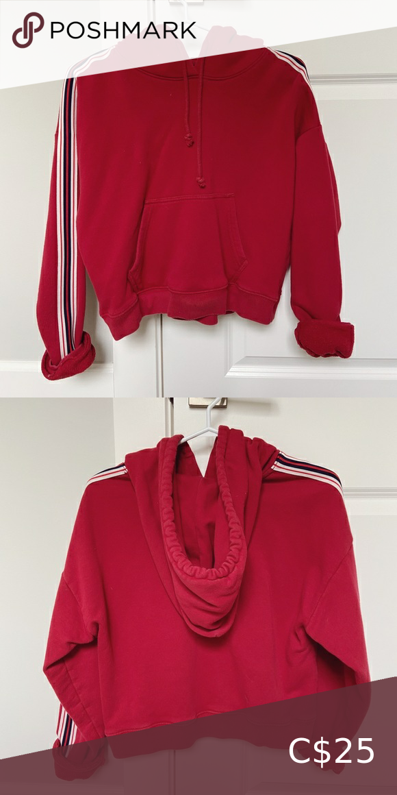 Aritzia TNA XS cropped red stripped pullover Aritzia TNA XS cropped red stripped pullover