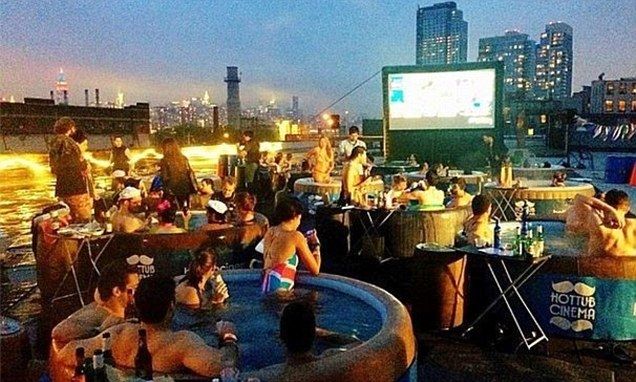 New Hot Tub Cinema overlooking the Manhattan skyline Manhattan