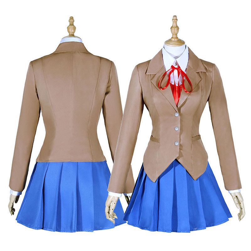 Doki Literature Club Sayori Yuri Natsuki Monika Cosplay Outfit School Uniform US