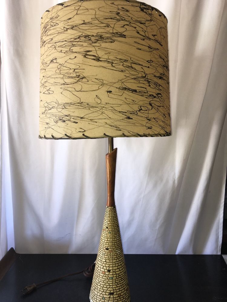 Vintage Mid Century Modern Table Lamp Braxton Metal Bamboo Buffet Lamp with