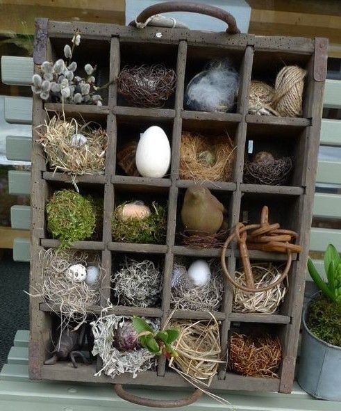 Rustic Easter cubby - Ostern Dekoration Garten Beton #japangarden