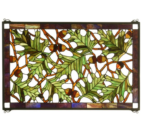 Meyda Tiffany Acorn N Oak Leaf Stained Gl Window Panel 28 Home Meyda Tiffany Acorn N Oak Leaf Stained Gl Window Panel 28