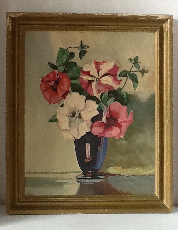 Vintage Oil On Canvas Flower Arrangement Painting Signed By Etsy In Vintage Oil On Canvas Flower Arrangement Painting Signed By Etsy In