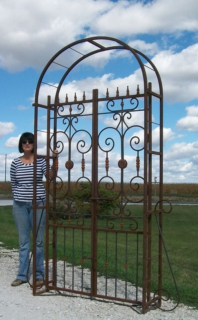 Garden Arbor Gate Steel Archway Trellis Wedding Arch Gated Path 8