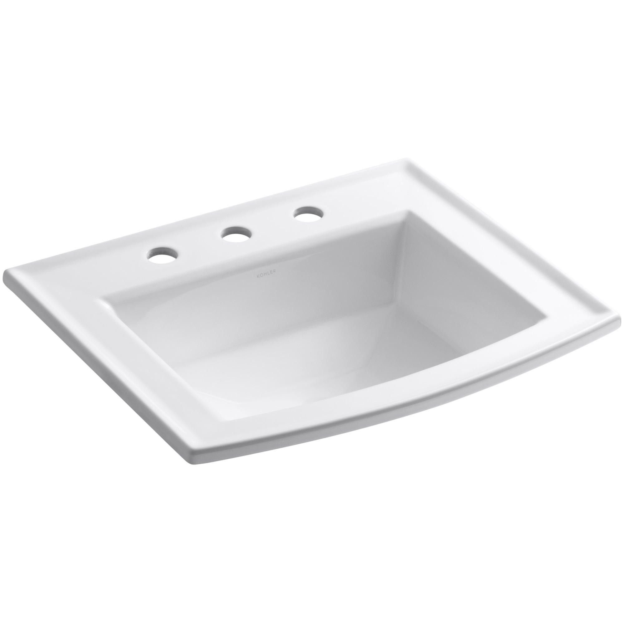 Kohler K 2356 8 Archer 22 5 8 Drop In Bathroom Sink With 3 Holes Drilled And Overflow White Drop In Bathroom Sinks Rectangular Sink Bathroom Kohler Archer