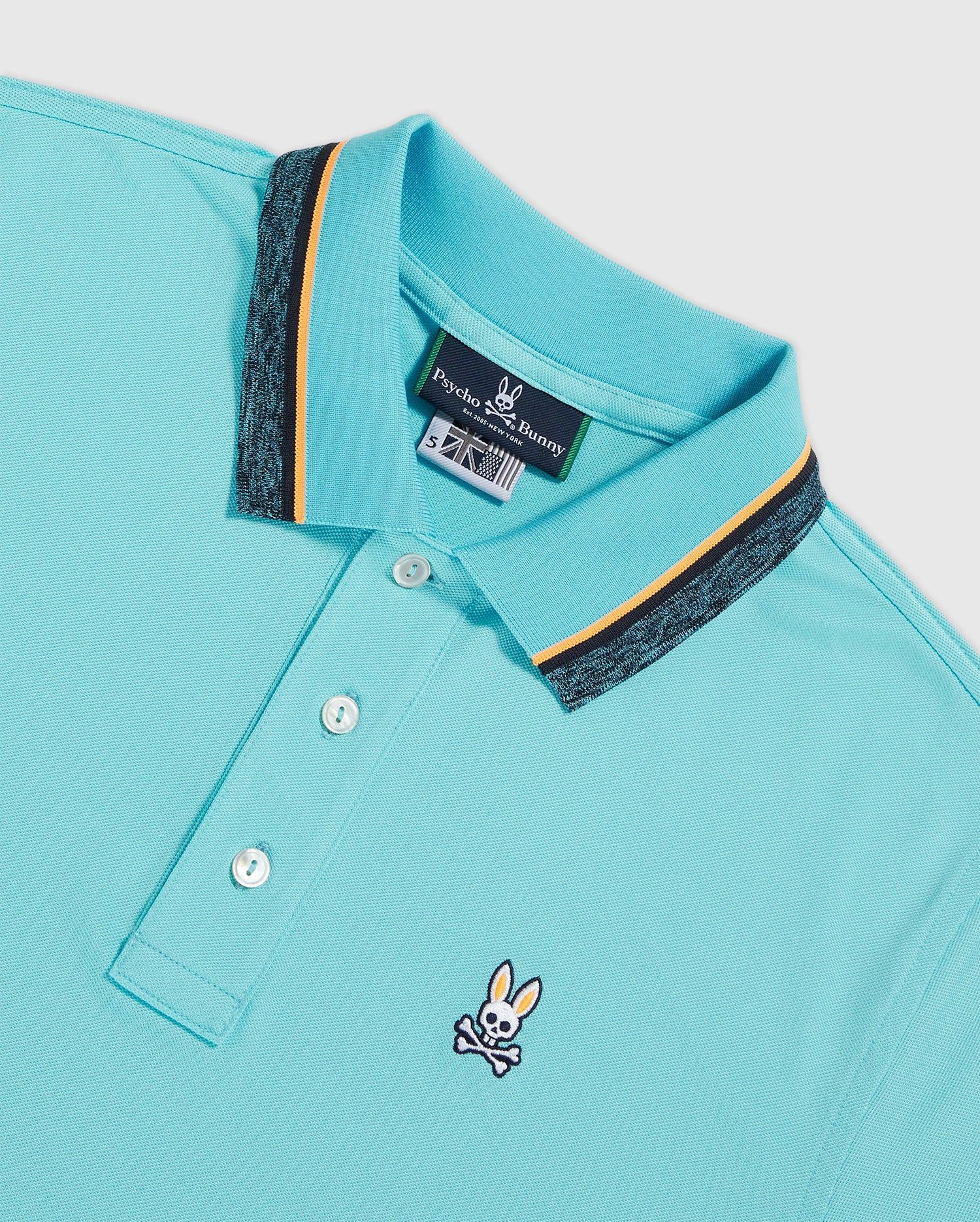 MENS TAFT SPORT PIQUE BLUE POLO B6K427R1PB 443 NEON AQUA XS In 