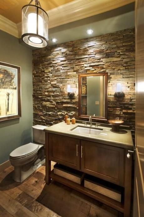 28 Bathroom Wall Decor Ideas to Increase Bathroom’s Value - Paperblog Bathroom Accent Wall, Grey Bathroom Vanity, Bathroom Accents, Stone Bathroom, Bathroom Wall Decor, Shiplap Bathroom, Vintage Bathroom, Guest Bathroom, Bathroom Makeover