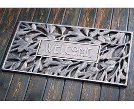 Personalized Pinecone Mat Whitehall Outdoor Holiday Decor Nature Motifs Door Mat