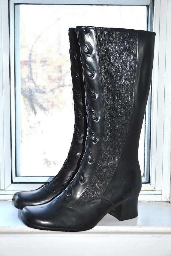 black peg heel boots
