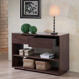 Burke 2-drawer Sofa Table | Overstock.com Shopping - Great Deals on Coffee, Sofa & End Tables Sofa End Tables, Entryway Tables, Open Shelving, Shelves, Coffee Sofa, Hidden Storage, Burke, Furniture Deals, Drawers