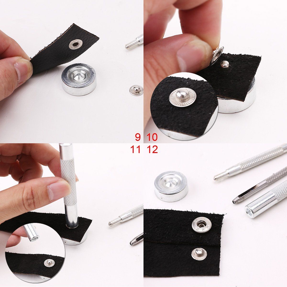 Herramienta de fijación Press Stud Snap Sujetadores Die conjunto y trabajo de tela de Alicates Leather Craft