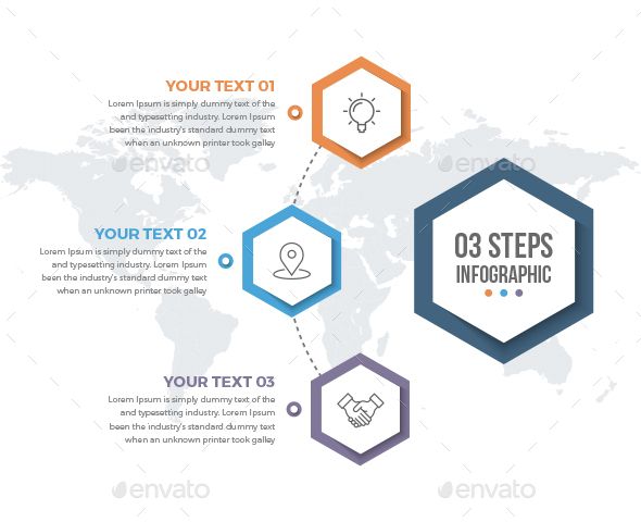 Infographics Template with 03 Steps. Professional infographic template. #infogra...