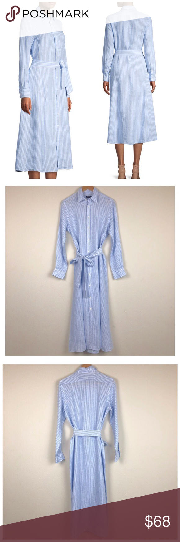 Polo Ralph Lauren Ashton Linen Stripe Dress Linen Stripe Dress Striped Dress Linen Shirt Dress