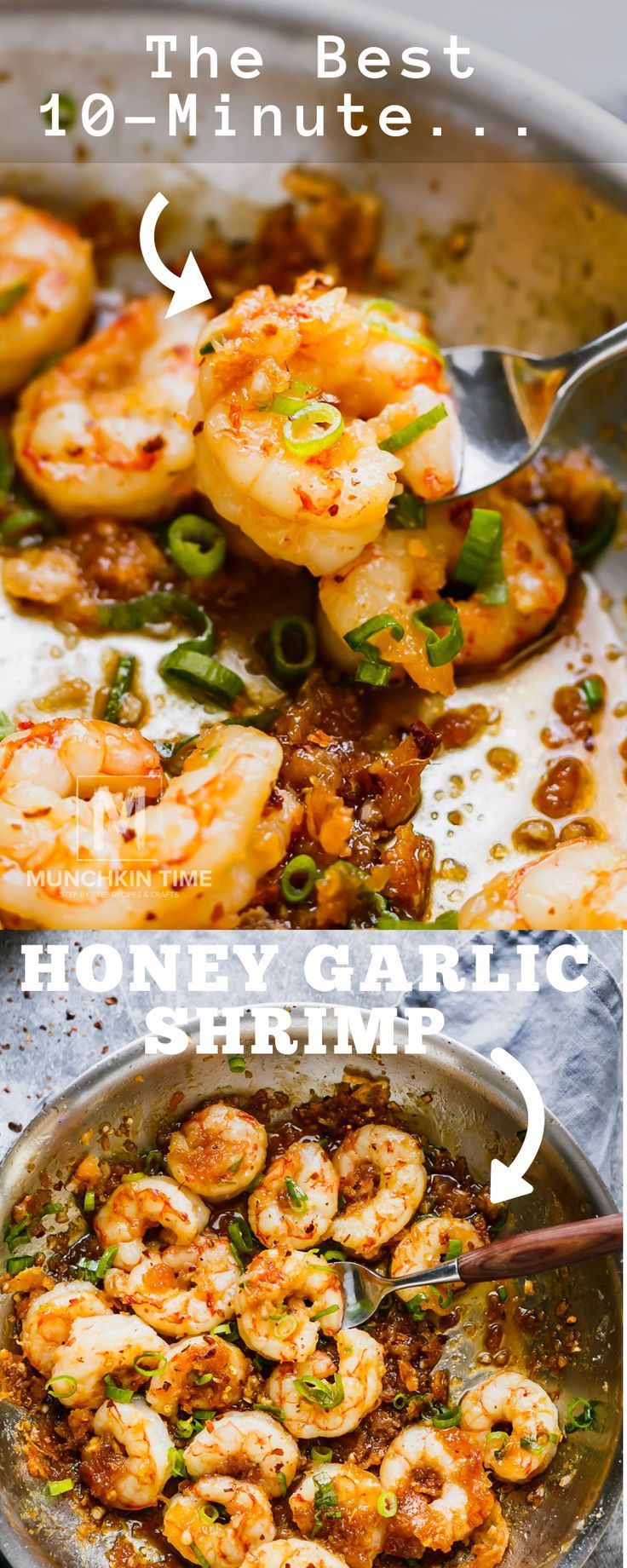 10-minute Honey Garlic Shrimp Recipe. It is the the best honey garlic shrimp recipe you will try! #honeygarlicshrimp #honeyshrimp #garlicshrimp #shrimprecipe #quickdinnerideas Quick Shrimp Recipes, Healthy Recipes, Fish Recipes, Seafood Recipes, Dinner Recipes, Cooking Recipes, Honey Recipes, Rec Recipes, Healthy Food